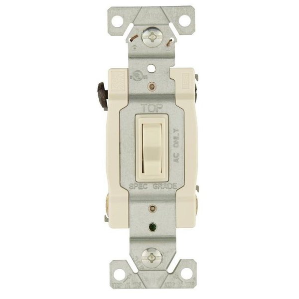 Eaton Wiring Devices Toggle Switch, 15 A, 120 V, 4 Position, Lead Wire Terminal, Light Almond 1242-7LA-BOX